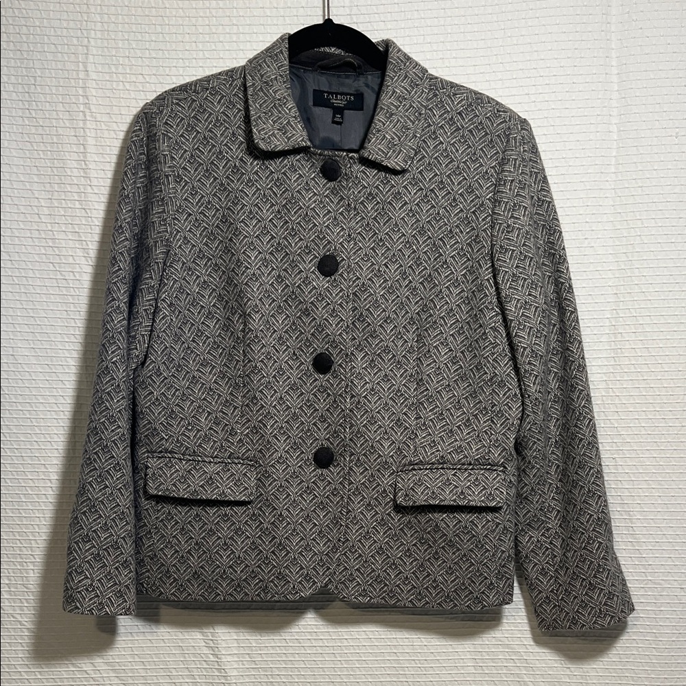 Talbots Women's Black and White Textured Blazer